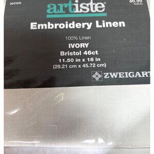 Artiste Zweigart Ivory Embroidery Linen 100% Linen Bristol 46ct 11.5" x 18" 2047